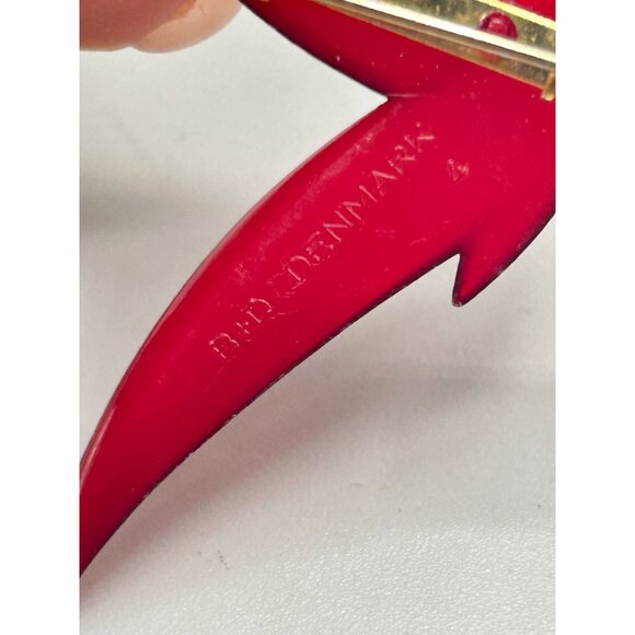Red Lucite Seagull Brooch Made in Denmark Signed B+D Buch & Deichmann MCM Brooch - Picture 4 of 5